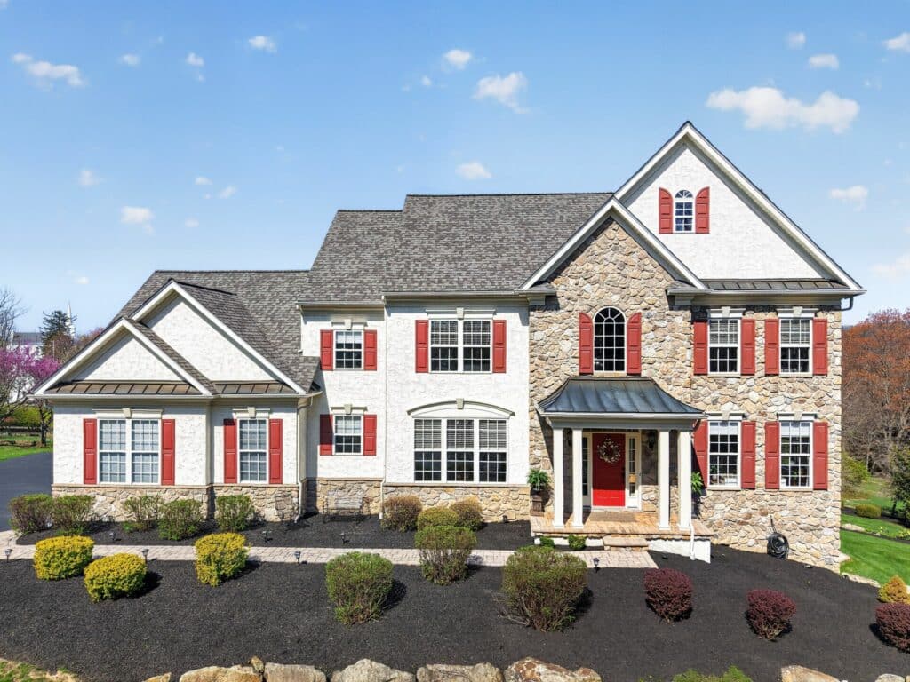 Front exterior shot from a drone